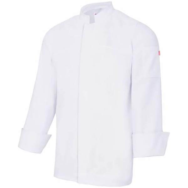 chaqueta de cocina stretch con cierre central velilla 405208s