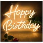 Arrinew Letrero Neon Cartel Luminoso LED Happy Birthday Luz de Neon Blanco Calido Decoracion de Fiesta de Cumpleanos 0