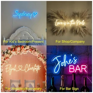 Aslanka Letreros de neon LED personalizados letreros de neon personalizados para decoracion de pared bar dormitorio boda cumpleanos hogar salon signos de luz 30 160 cm texto de 1 3 lineas 0 0