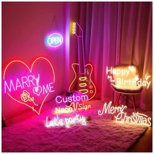 BringLuck2U Personalizado Letrero de Neon Luminoso LED Luces de Neon Personalizado para decoracion de Pared para boda Fiesta de cumpleanos Decoracion hogarenaOpcional 35 140 cm 1 3 lineas 0 1