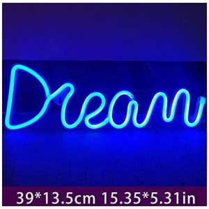 Creperture Letrero de Neon de Ensueno 39 x 135 cm Personalizado Letrero de Neon Luminoso LED para Pared Luces Nocturnas Alimentadas por USB Decoracion para Dormitorio Bar Boda Fiesta Azul 0 0