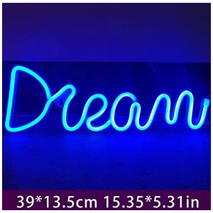 Creperture Letrero de Neon de Ensueno 39 x 135 cm Personalizado Letrero de Neon Luminoso LED para Pared Luces Nocturnas Alimentadas por USB Decoracion para Dormitorio Bar Boda Fiesta Azul 0 0