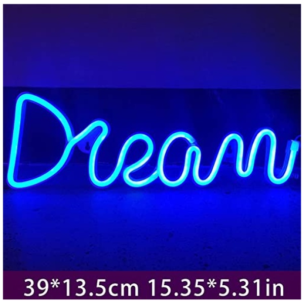 Creperture Letrero de Neon de Ensueno 39 x 135 cm Personalizado Letrero de Neon Luminoso LED para Pared Luces Nocturnas Alimentadas por USB Decoracion para Dormitorio Bar Boda Fiesta Azul 0 0