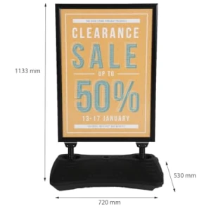 DISPLAY SALES Caballete publicidad exterior WindPro ECO Caballete publicitario OUTDOOR en formato DIN A1 Soporte para cartel A1 en negro Panel publicitario de doble cara para 2 carteles 0 0