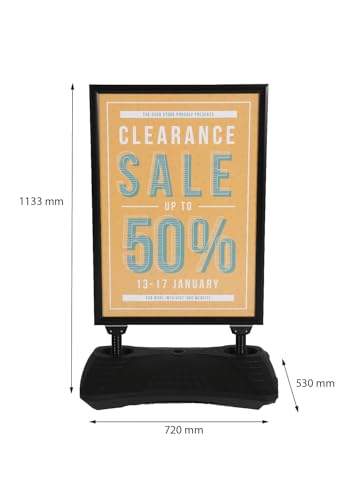 DISPLAY SALES Caballete publicidad exterior WindPro ECO Caballete publicitario OUTDOOR en formato DIN A1 Soporte para cartel A1 en negro Panel publicitario de doble cara para 2 carteles 0 0