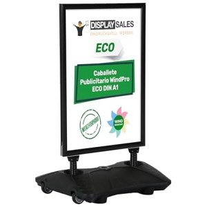 DISPLAY SALES Caballete publicidad exterior WindPro ECO Caballete publicitario OUTDOOR en formato DIN A1 Soporte para cartel A1 en negro Panel publicitario de doble cara para 2 carteles 0