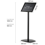 DISPLAY SALES Porta folletos negro DIN A4 210 x 297 mm stand informativo de diseno premium Placa base de aluminio inoxidable soporte de informacion para uso en formato verticalpaisajista 0 0