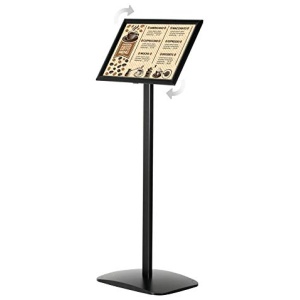 DISPLAY SALES Porta folletos negro DIN A4 210 x 297 mm stand informativo de diseno premium Placa base de aluminio inoxidable soporte de informacion para uso en formato verticalpaisajista 0