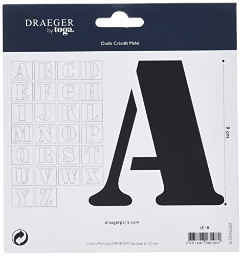 Dreager by Toga 26 plantillas con 26 letras en mayuscula multiuso para trazar colorear y pintar con cepillo o pincel 9 x 65 cm version en frances 0 0