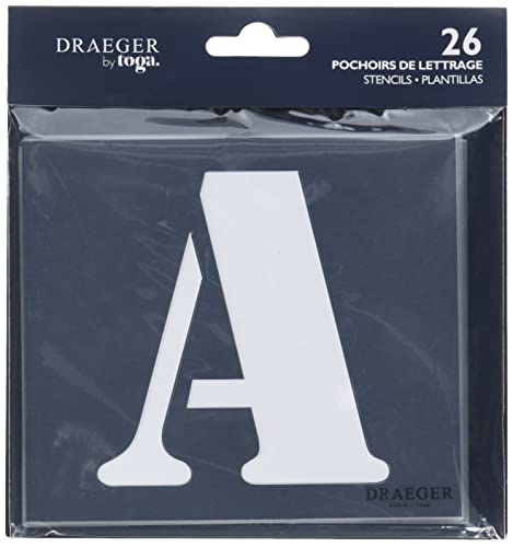 Dreager by Toga 26 plantillas con 26 letras en mayuscula multiuso para trazar colorear y pintar con cepillo o pincel 9 x 65 cm version en frances 0