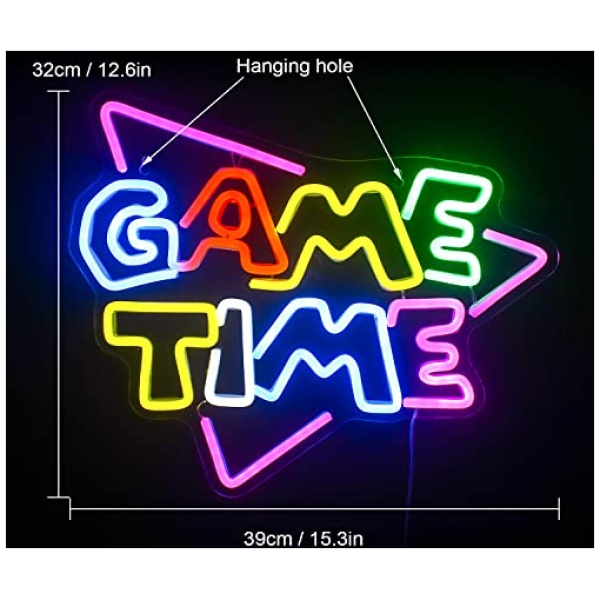 Game Time Neon Sign Para La Decoracion De La Pared Luces De Neon Mas Grandes y Geniales Para Sala De Juegos Dormitorio Habitacion De Ninos Bar En Casa Zona De Juegos Decoracion De Fiesta 0 0