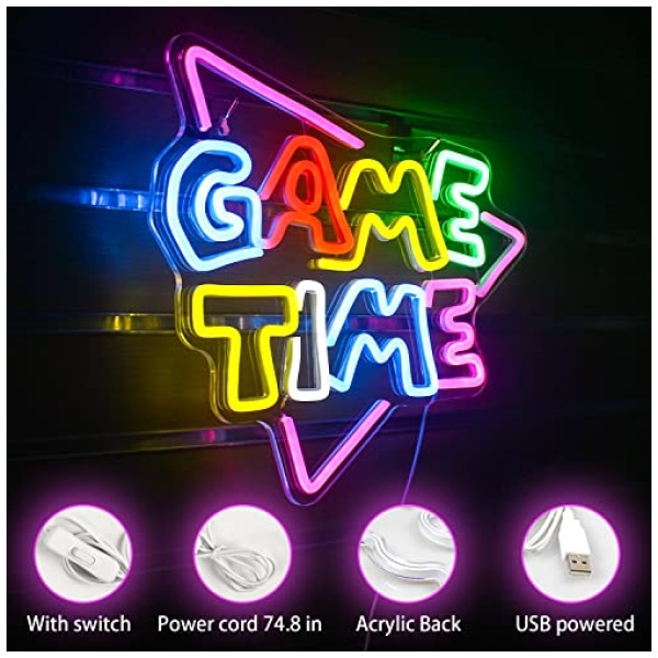 Game Time Neon Sign Para La Decoracion De La Pared Luces De Neon Mas Grandes y Geniales Para Sala De Juegos Dormitorio Habitacion De Ninos Bar En Casa Zona De Juegos Decoracion De Fiesta 0 1