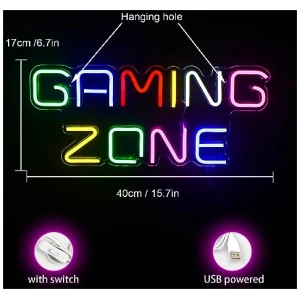 Gaming Zone Letreros de neon juegos LED de colores paredes de neon decorados con letras letreros de neon salas de juegos areas de juego agujeros para hombres regalos para jugadores ninos hombres 0 1