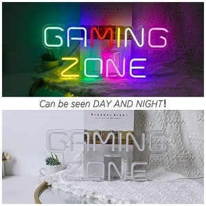 Gaming Zone Letreros de neon juegos LED de colores paredes de neon decorados con letras letreros de neon salas de juegos areas de juego agujeros para hombres regalos para jugadores ninos hombres 0 2