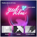 Good Vibes Letrero de Neon Neon Personalizado Rosa LED Word Neon Sign Letreros Decoracion de Pared Letrero Neon Luminoso Letras Luces Neon para Bar Pub Hogar Fiesta Boda 40 20cm 0 0