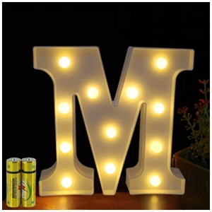 HONPHIER Letras luminosas alfabeto luminoso lampara LED letra luces de letra decoracion operador a pilas para recepciones fiestas bodas casa bar decoracion M 0