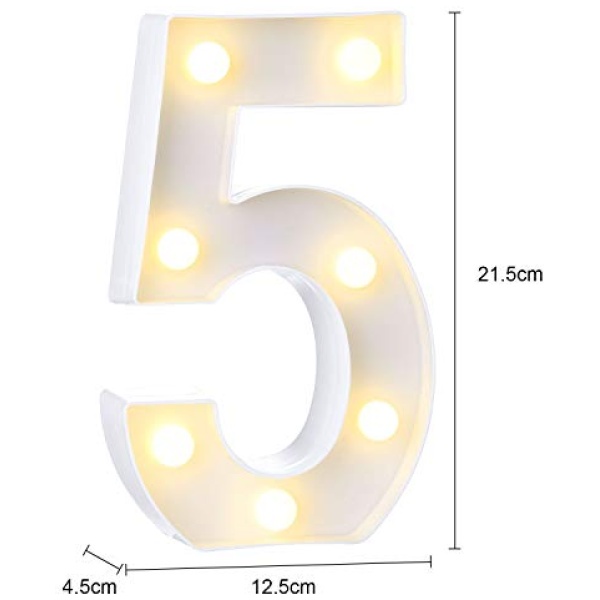 HONPHIER Numeros LED Letras Luminosas Decorativas DecoracioN Luminosa Hogar Lampara LED con numero 0 a 9 para decoracion de Fiestas de cumpleanos o Bodas 5 0 0