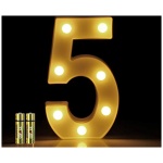 HONPHIER Numeros LED Letras Luminosas Decorativas DecoracioN Luminosa Hogar Lampara LED con numero 0 a 9 para decoracion de Fiestas de cumpleanos o Bodas 5 0