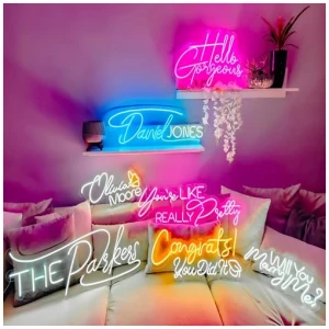 JEMESI Luces de neon personalizadas Personalizado Letrero de Neon Luminoso LED para Fiestas de Cumpleanos Bodas Tiendas Bares Letreros Luminosos Lampara Personalizada Regalos 38 130cm1 3 lineas 0 1