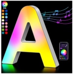 Kangtaixin Letra Luminosas Mayuscula con USB Letras de Luces LED Iluminadas Control APP Luces Etras de neon Luces de Noche para Pared Fiesta de Cumpleanos Navidad Decoracion de Boda Letras A 0