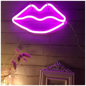 LED Lips en forma de letreros de neon Arte romantico Luces decorativas Decoracion de la pared para Studio Party Habitacion de los ninos Sala de estar Fiesta de bodas Decoracion de Navidad Rosa 0 0