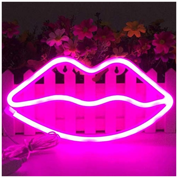 LED Lips en forma de letreros de neon Arte romantico Luces decorativas Decoracion de la pared para Studio Party Habitacion de los ninos Sala de estar Fiesta de bodas Decoracion de Navidad Rosa 0