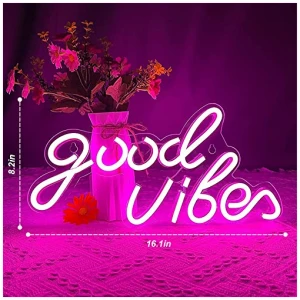 LUFEIS Good Vibes Letrero de Neon Letreros de Neon LED Cartel Luminoso LED Neon Sign Luz de Decoracion con Forma de Letrero de Neon LED Senal de Neon Decoracion para Bares Tiendas Discotecas 0 0