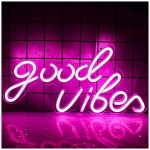 LUFEIS Good Vibes Letrero de Neon Letreros de Neon LED Cartel Luminoso LED Neon Sign Luz de Decoracion con Forma de Letrero de Neon LED Senal de Neon Decoracion para Bares Tiendas Discotecas 0