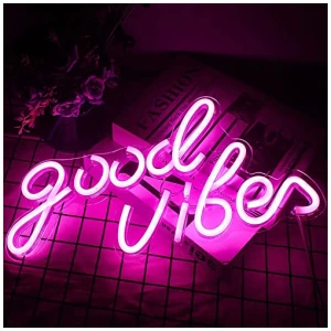 LUFEIS Good Vibes Letrero de Neon Letreros de Neon LED Cartel Luminoso LED Neon Sign Luz de Decoracion con Forma de Letrero de Neon LED Senal de Neon Decoracion para Bares Tiendas Discotecas 0 3