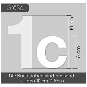 Letras adhesivas letra C en color blanco altura 10 cm numero de casa autoadhesivo para exterior buzon puerta resistente a la intemperie kfz674c 0 0