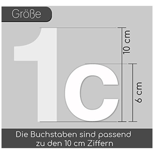 Letras adhesivas letra C en color blanco altura 10 cm numero de casa autoadhesivo para exterior buzon puerta resistente a la intemperie kfz674c 0 0