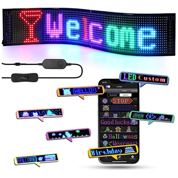 Letrero Neon 68x12cm Flexible LED Panel Pantalla LED Publicidad Exterior Letrero LED Personalizado para Decoracion Pared Negocio Navidad Regalo IdealApp ControlledConexion USB 0