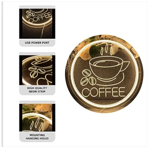 Letrero de neon COFFEE 30 30cm Letrero LED 3D Grabado Luces de Neon Decoracion de Pared Letrero Lumin Luz de Neon para Bar Cafeteria Decoracion de hogar fiesta alimentacion USB con accesorios 0 0