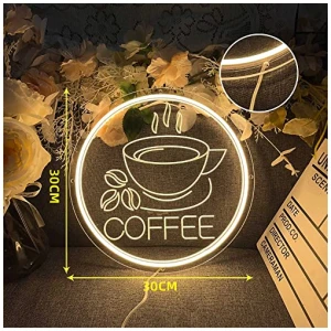 Letrero de neon COFFEE 30 30cm Letrero LED 3D Grabado Luces de Neon Decoracion de Pared Letrero Lumin Luz de Neon para Bar Cafeteria Decoracion de hogar fiesta alimentacion USB con accesorios 0 1