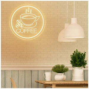 Letrero de neon COFFEE 30 30cm Letrero LED 3D Grabado Luces de Neon Decoracion de Pared Letrero Lumin Luz de Neon para Bar Cafeteria Decoracion de hogar fiesta alimentacion USB con accesorios 0 3