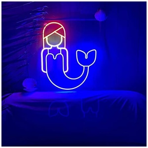 Letreros de neon LED personalizados Forma de sirena Luz de neon Lamparas de noche LED romanticas Letreros de neon para la fiesta de cumpleanos Dormitorio de los ninos Sala de estar Oficina Boda 0 2