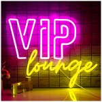 Letreros de neon VIP Lounge para decoracion de pared Luz de neon VIP para decoracion de habitacion Letrero de luz VIP con alimentacion USB para oficina hotel bar cafeteria tienda Rosa y amarillo 0