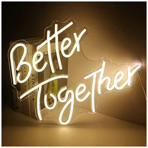 Looklight Better Together Letreros de neon con luz LED de color blanco calido alimentados por USB para bodas fiestas clubes aniversarios bares cumpleanos decoracion 0 0