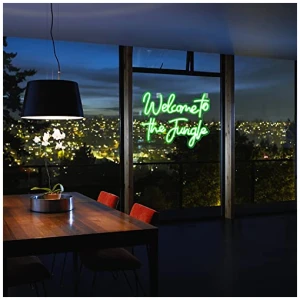 Looklight Welcome to the Jungle Signo con Letras de neon verde Luces LED USB para la decoracion de la pared del dormitorio Bar Club Boda Compromiso 0 1