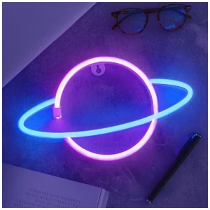 NELUX Pack de 3 Rayo Planeta y Nube Luces Neon LED para Pared de Habitacion Gaming Luz Neon Decoracion Gamer Figura LED Forma Cartel Luminoso Decorar Dormitorio Conexion USB o Pilas 0 1