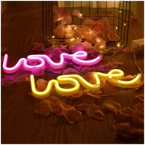 NIWWIN La letra love neonluz de letrero de neon luces de pared decorativas luces de ambiente de dormitorio decoracion de guarderia decoracion de Navidad regalo de cumpleanos3AA Bateria o USB 0 0