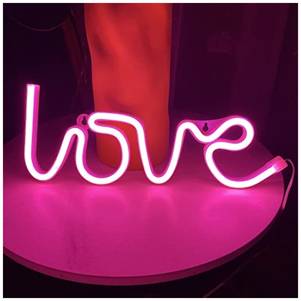 NIWWIN La letra love neonluz de letrero de neon luces de pared decorativas luces de ambiente de dormitorio decoracion de guarderia decoracion de Navidad regalo de cumpleanos3AA Bateria o USB 0