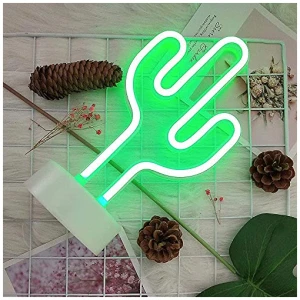 NIWWIN Neon SignCactus Neon Led luces neon decoracion luces decorativas con base pilas o usb decoraciones de navidad fiestas de cumpleanos regalos para ninos 0 0