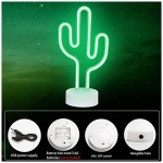 NIWWIN Neon SignCactus Neon Led luces neon decoracion luces decorativas con base pilas o usb decoraciones de navidad fiestas de cumpleanos regalos para ninos 0 2