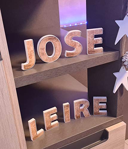 NivellPublicitari Letras Decorativas Letras Madera en PVC Letras Pared Letras Nombres Nombre Personalizado Texto Personalizado 6 x 8 cm Perfil Blanco 0 0