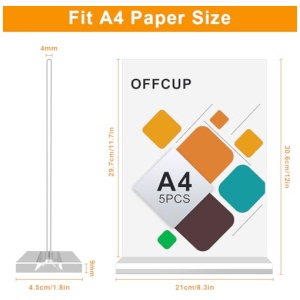 OFFCUP A4 Soporte de Menu 5pcs Soporte para Letreros T Expositor de Mesa para Soporte Carteles Expositor Publicitario Soportes de Sobremesa para Carteles Soporte de Sobremesa de Acrilico 0 0