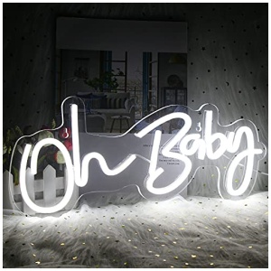 Oh Baby Letrero de Neon LED Blancos para pared Letreros de Neon con Letras Letreros de Neon USB de Acrilico Arte de pared para bar Tienda Fiesta de Bodas Decoraciones para el Hogar Regalos para Ninas 0