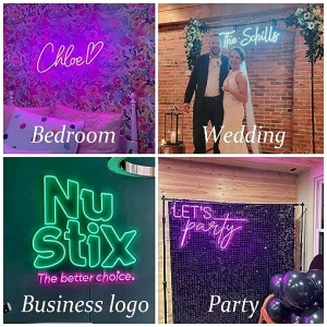 Personalizado letrero de neon luminoso LED para pared Letrero de luces de neon grande personalizado para boda Fiesta de cumpleanos Bar Cuarto Decoracion hogarena 40 145 cm 1 3 lineas 0 3