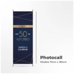 Photocall Cumpleanos Personalizado Diseno Elegante X Banner 70x180cm con Estructura y Lona Personalizable con Nombre y Edad Fotocall Decoracion Cumpleanos 50 Cumpleanos Mujer o Hombre 0 0