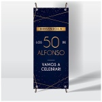 Photocall Cumpleanos Personalizado Diseno Elegante X Banner 70x180cm con Estructura y Lona Personalizable con Nombre y Edad Fotocall Decoracion Cumpleanos 50 Cumpleanos Mujer o Hombre 0